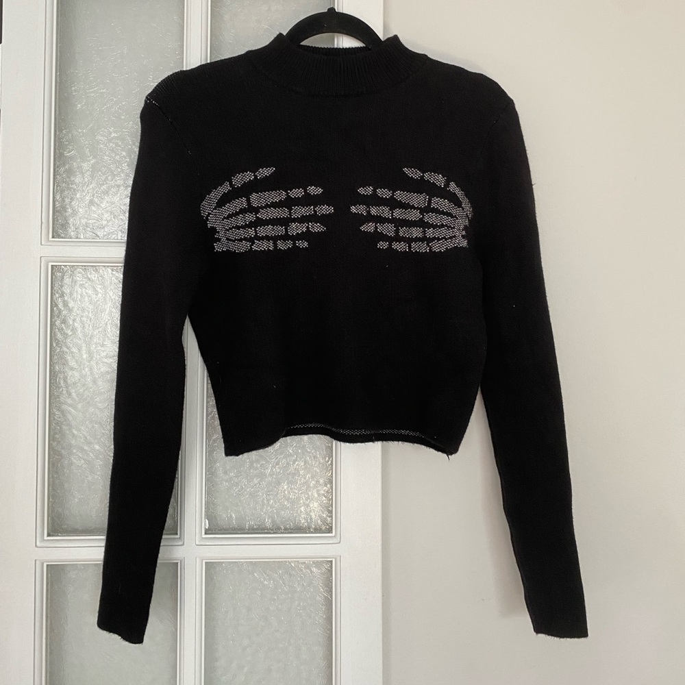 Cropped High Neck Knit Sweater